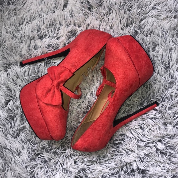 bright coral heels
